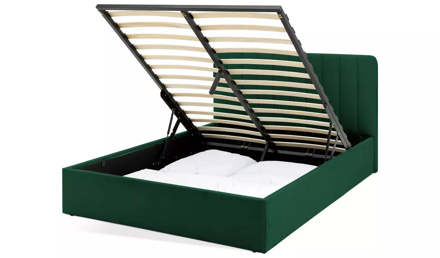 Pandora Small Double Ottoman Bed - Forest Green